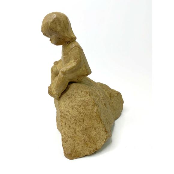 Haeger Pottery M Strubel Figurine Child Sitting on Rock Made in America - Picture 3 of 8